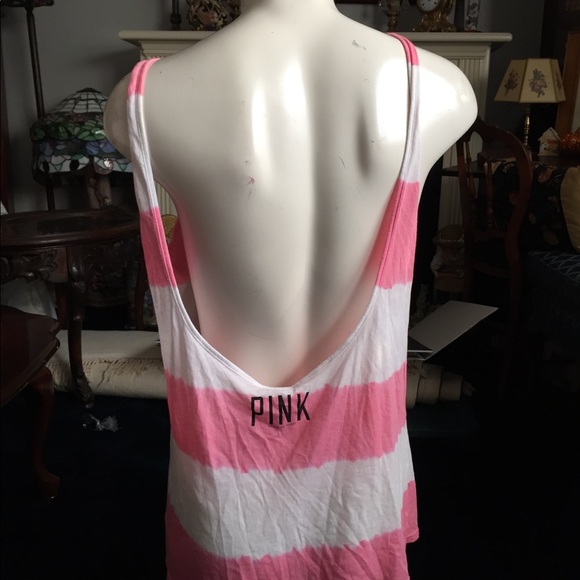 Pink by VS - Pink & White Stripped Tank Top M - Picture 5 of 7